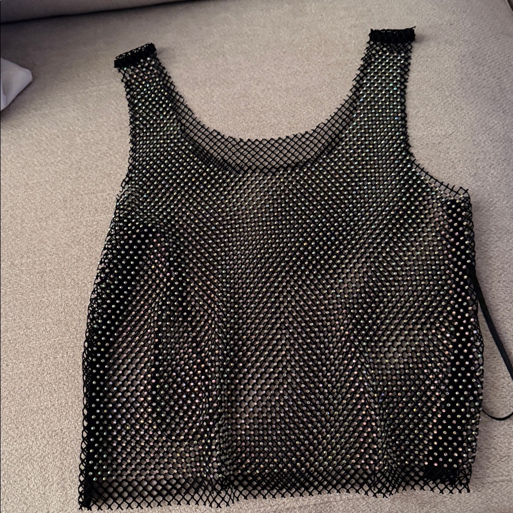 Chic Black Mesh Tank Top